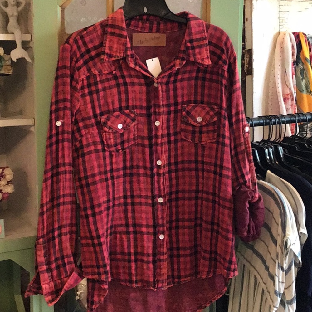 Nu Vintage plaid LOVE shirt